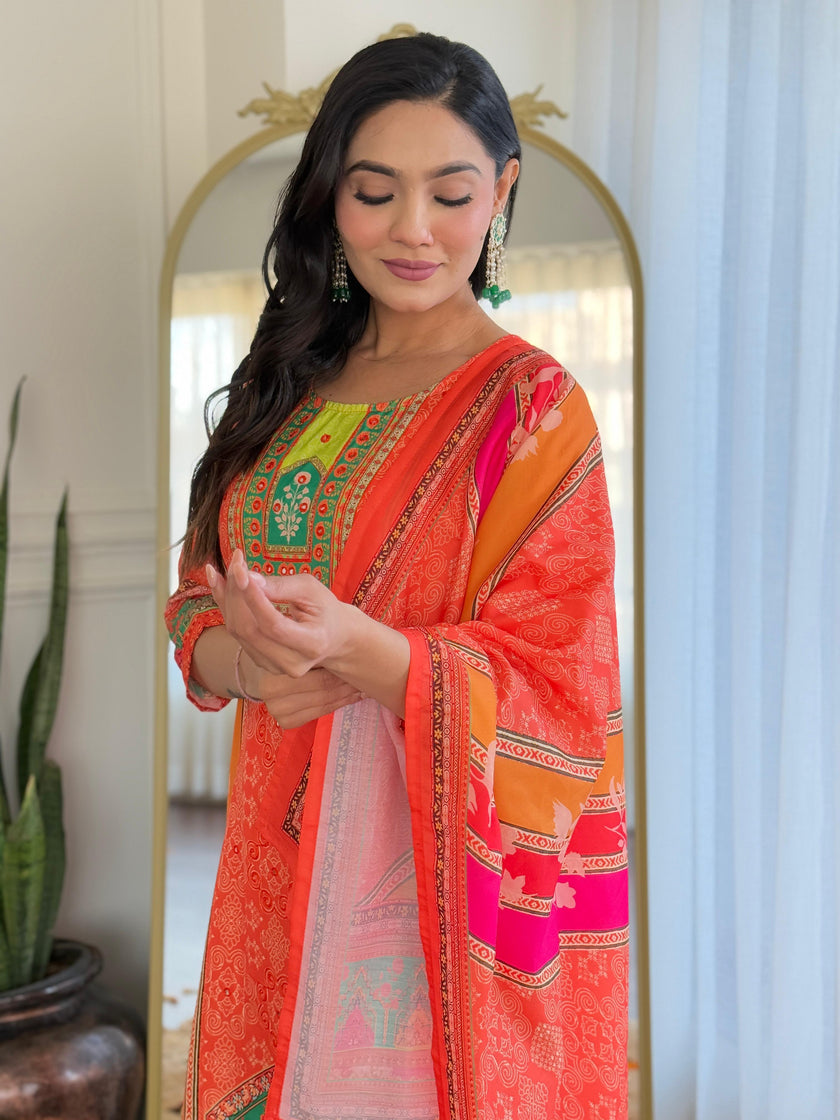 Ethnic printed Pakistani Muslin Suits