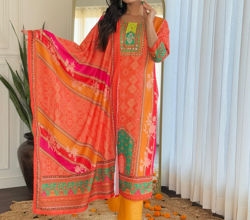 Ethnic printed Pakistani Muslin Suits