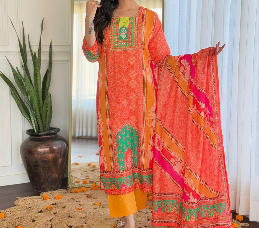 Ethnic printed Pakistani Muslin Suits