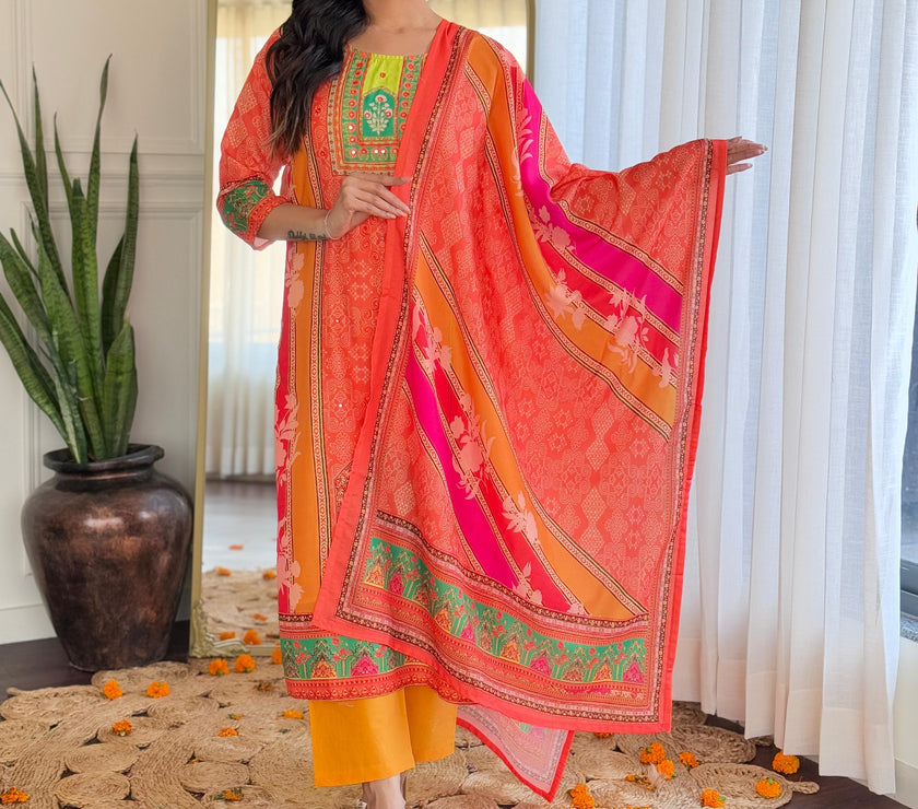 Ethnic printed Pakistani Muslin Suits