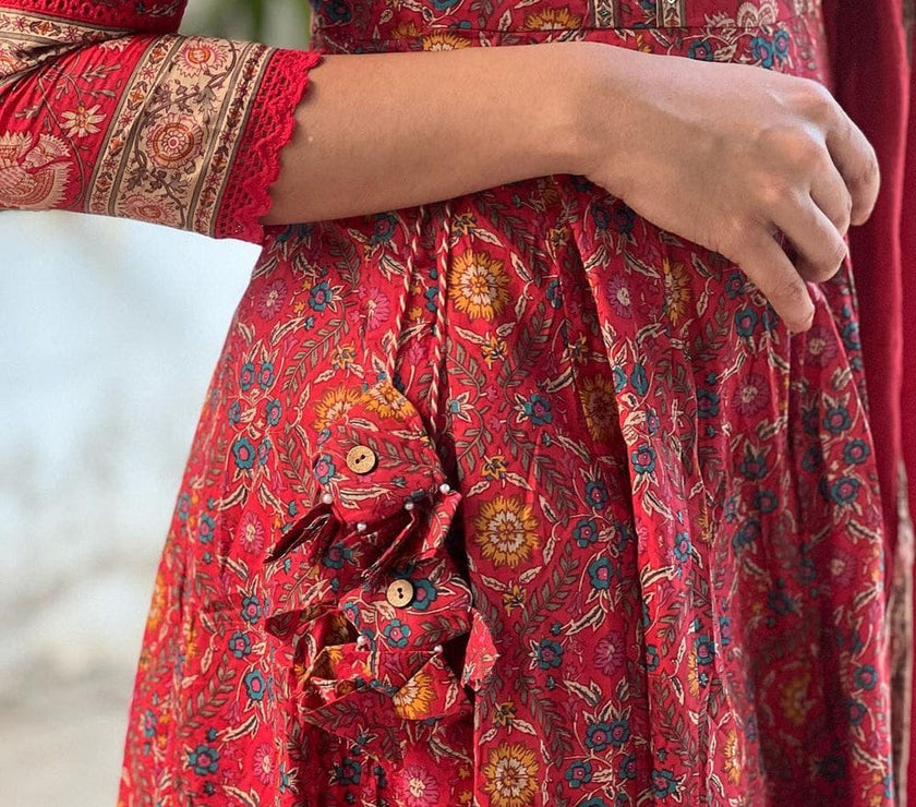 RED MAROON VOLUMINOUS ANARKALI SUIT SET