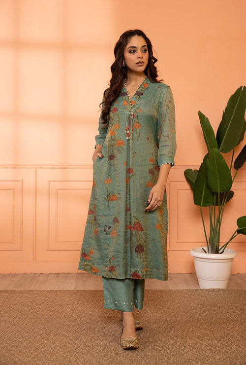 BEAUTIFULL COLLAR KURTI SET