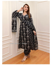 BLACK  MADHURI AFGANI 3 PIECE SET