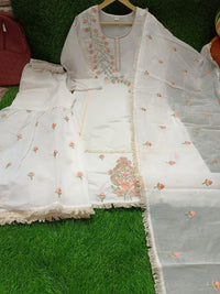 WHITE CHANDERI SHARARA SET