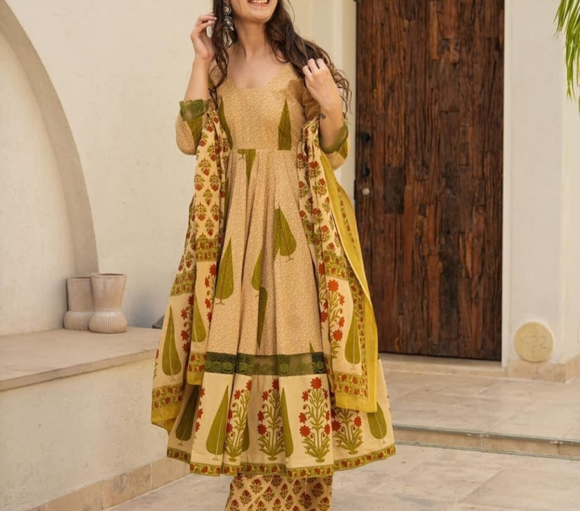 FLORAL PRINT ANARKALI SET