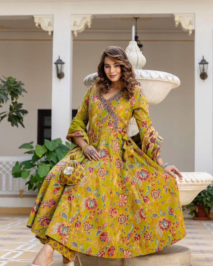 TRADITIONAL RAJASTHANI ANARKALI KURTI SET