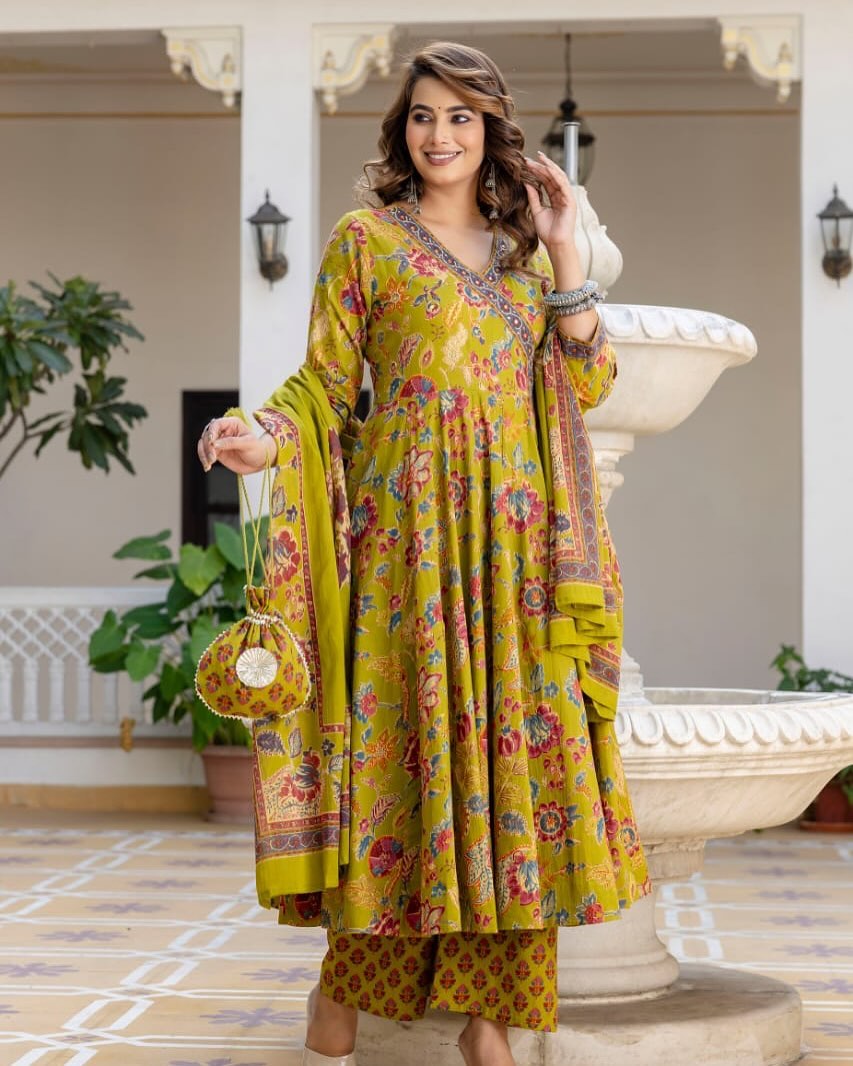 TRADITIONAL RAJASTHANI ANARKALI KURTI SET