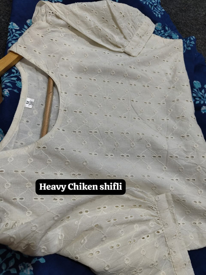 Beautiful printed chiken shifli cotton middi gown dress