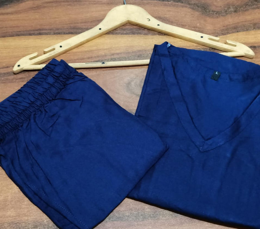 Navy Bottle Green Rayon Co-Ord Set