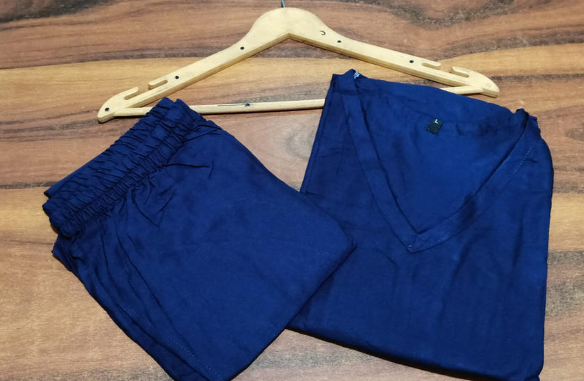 Navy Bottle Green Rayon Co-Ord Set