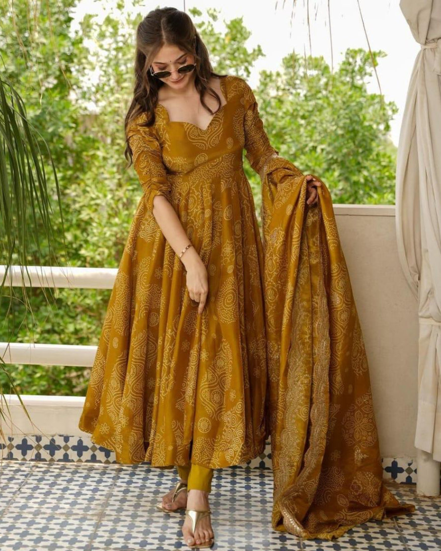 Mustard Majesty Anarkali Set