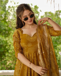 Mustard Majesty Anarkali Set