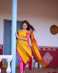 YELLOW VATIKA SUIT SET